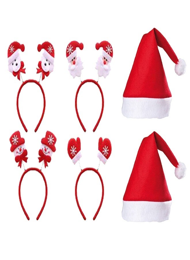 Evisha إيفيشا: طقم مكون من قطعتين: قبعة سانتا وقطعتين من ربطات رأس سانتا، نظارات، أزياء سانتا كلوز، زينة حفلات الكريسماس، قبعات عيد الميلاد. - Image 1